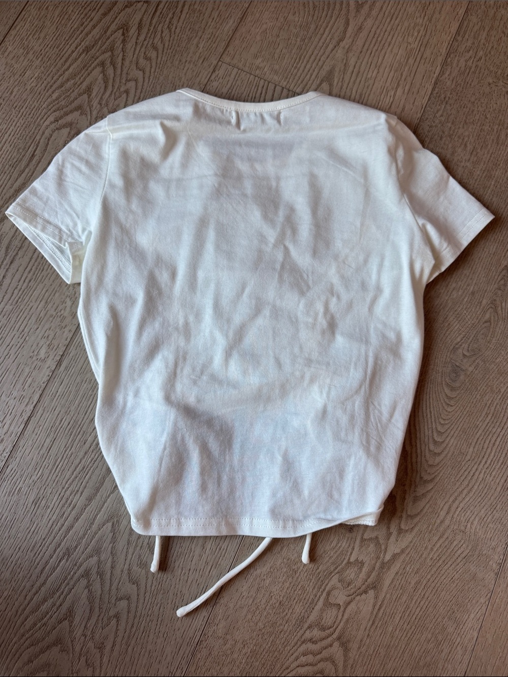 Adika Cream Ruched Drawstring Short Sleeve Tee - Picture 2 of 3